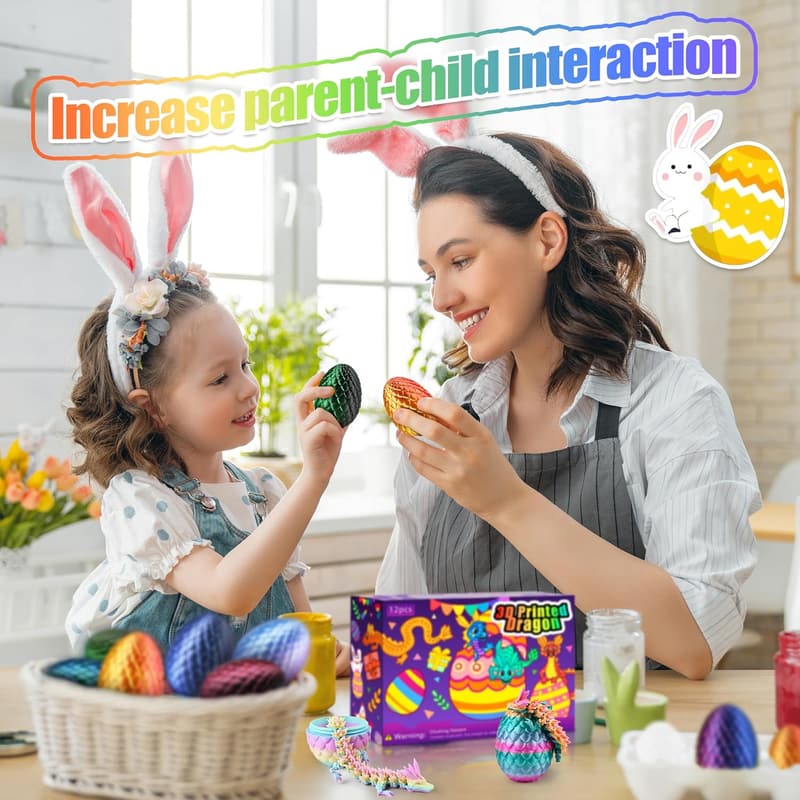 Easter 3D Dragon Egg Set with Articulated Fidget Toy
