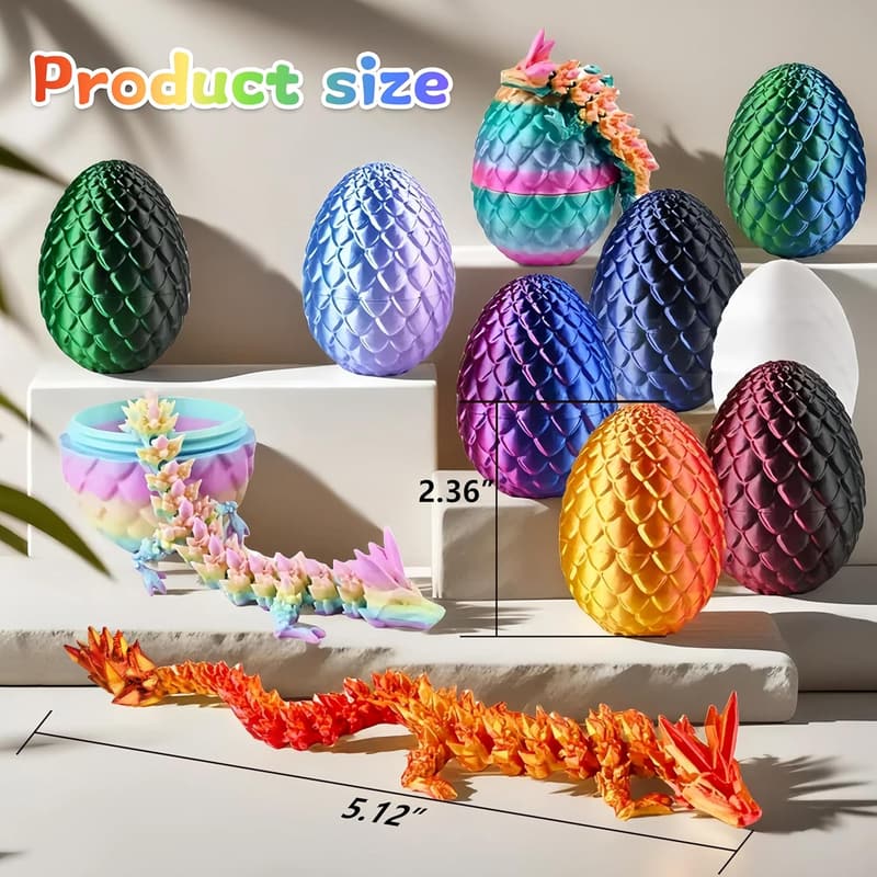 Easter 3D Dragon Egg Set with Articulated Fidget Toy