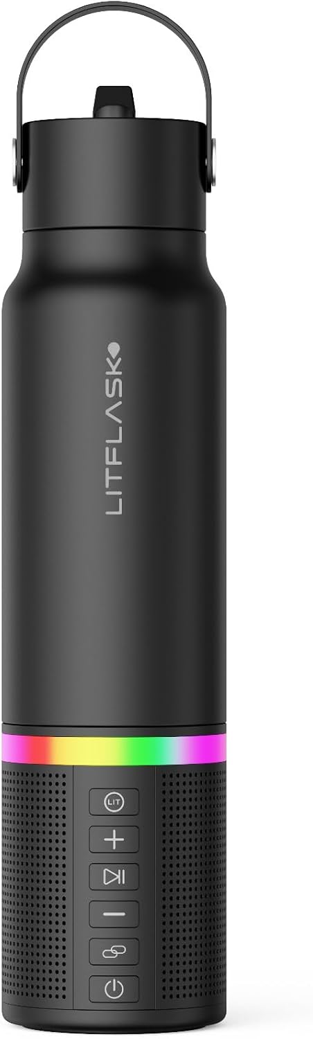 Smart Water Bottle with Bluetooth Speaker and Charger, 20oz