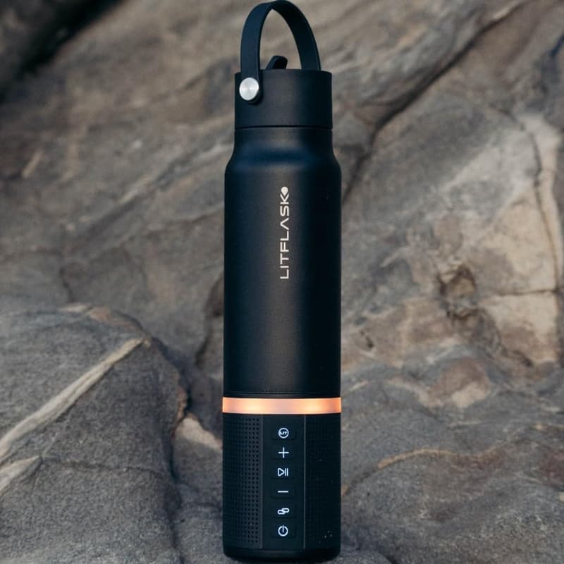 Smart Water Bottle with Bluetooth Speaker and Charger, 20oz