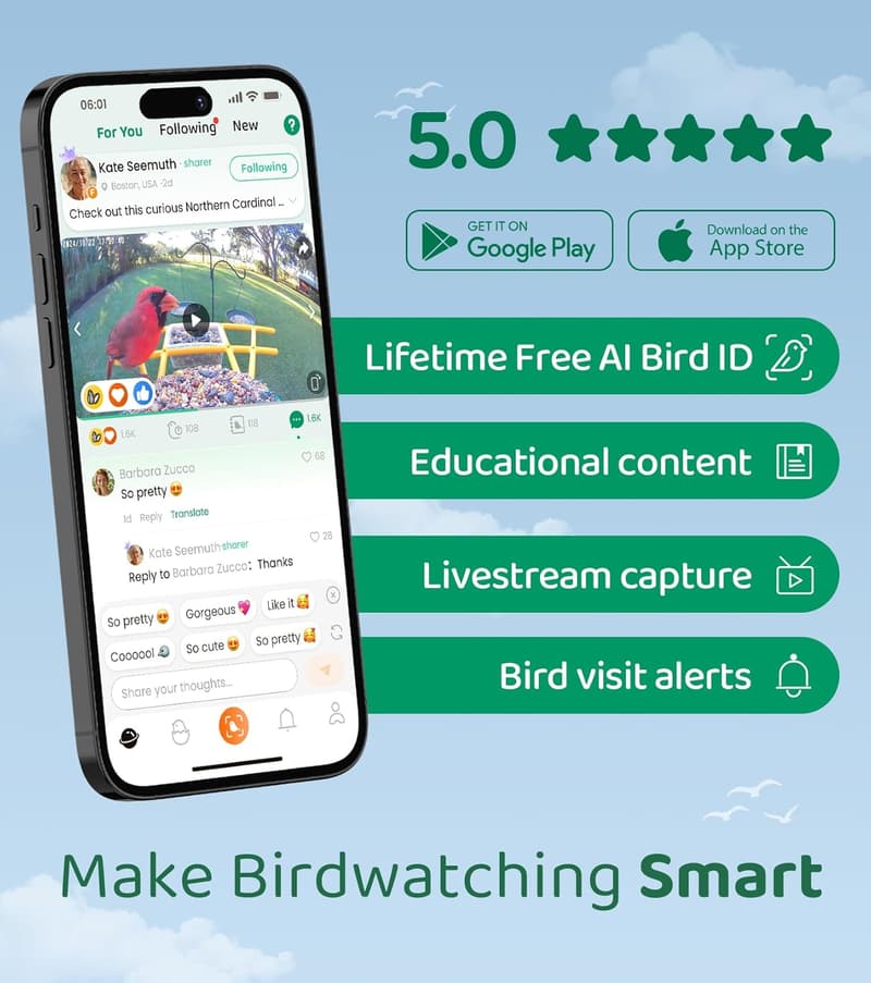 Smart Bird Feeder with 2K HD Camera for Bird Lovers