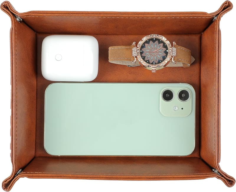 Birthday PU Leather Valet Tray Organizer for Dad