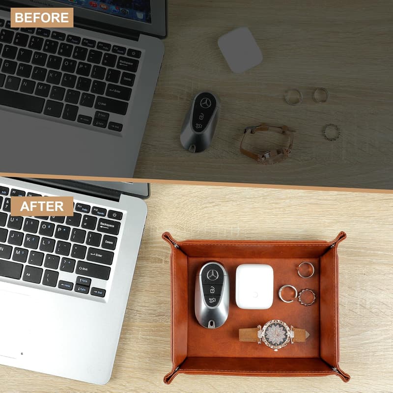 Birthday PU Leather Valet Tray Organizer for Dad