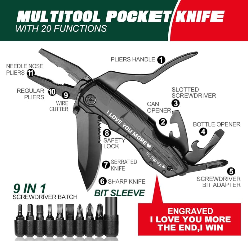 Valentine's Gifts for Him: 20-in-1 Multitool Knife
