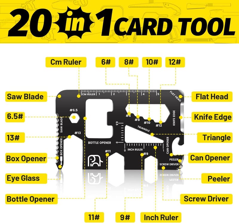 20-in-1 Credit Card Multitool - Perfect Christmas Gift for Men