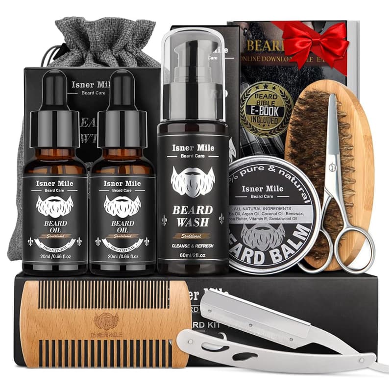 Beard Grooming Kit for Men - Wash, Oil, Balm, Comb & Scissors