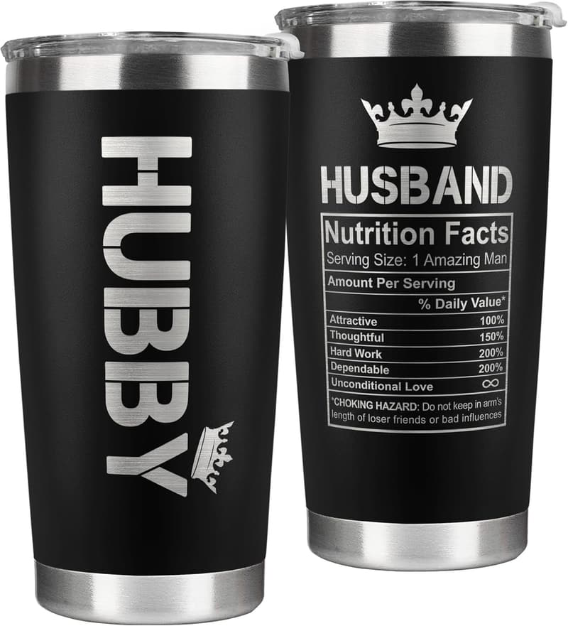 20 Oz Black Stainless Steel Tumbler for Husband's Anniversary