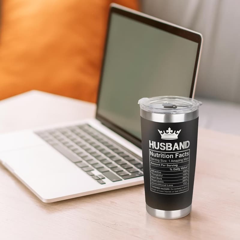 20 Oz Black Stainless Steel Tumbler for Husband's Anniversary