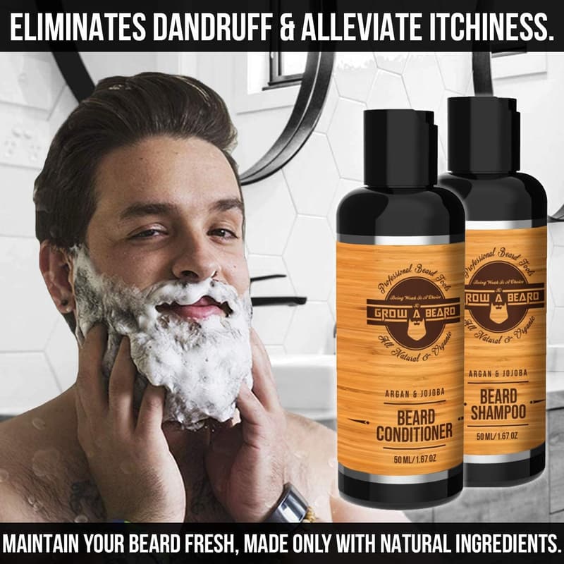 Men's Beard Grooming Kit with Straightener, Oil & Accessories