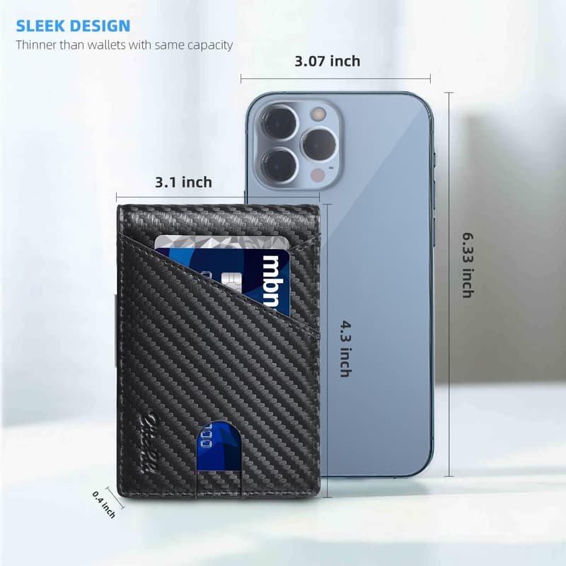 Men's Slim Leather Bifold Wallet with Money Clip and RFID Blocking