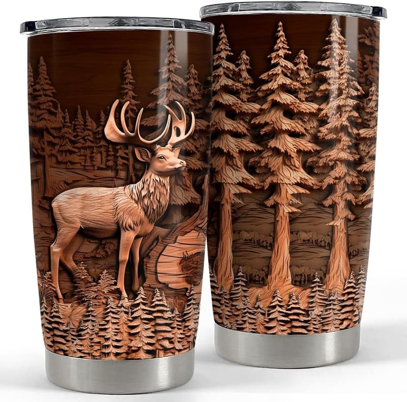 20oz Insulated Stainless Steel Deer Tumbler for Men