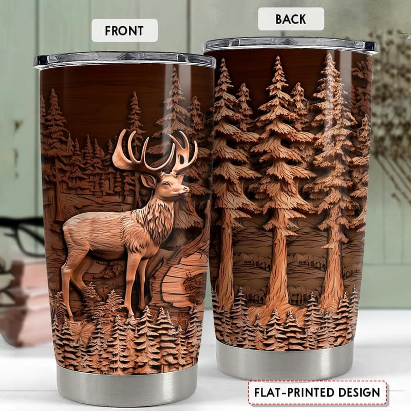 20oz Insulated Stainless Steel Deer Tumbler for Men