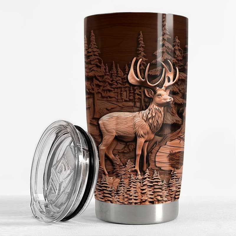 20oz Insulated Stainless Steel Deer Tumbler for Men
