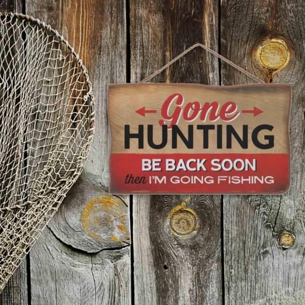 Funny Hunting and Fishing Wood Wall Decor for Cabin or Lodge