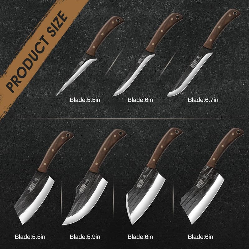 Hand Forged Butcher Knife Set with Roll Bag – Perfect Gift for Men