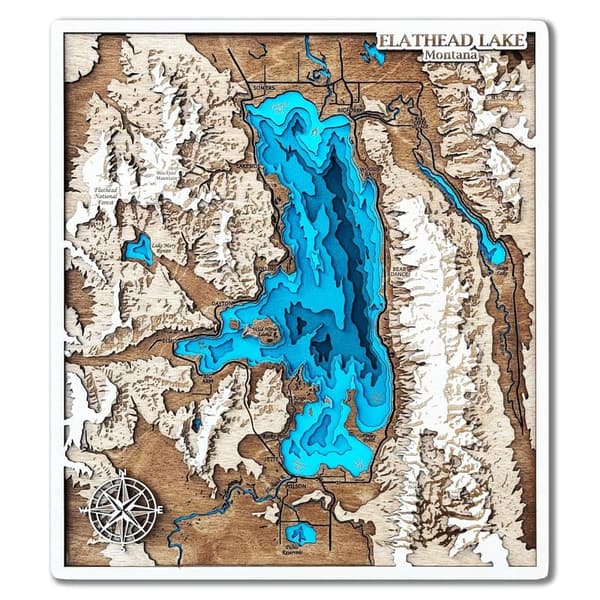 5th Anniversary Custom Lake Map Wall Art Gift for Wife