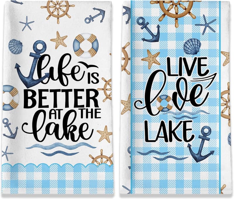 Lake House Kitchen Towels Set – Buffalo Plaid, 2 Pack