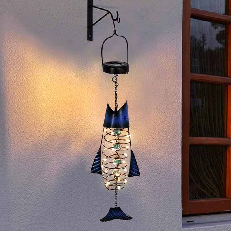Solar Metal Fish Lantern - Outdoor Garden Decor & Gift