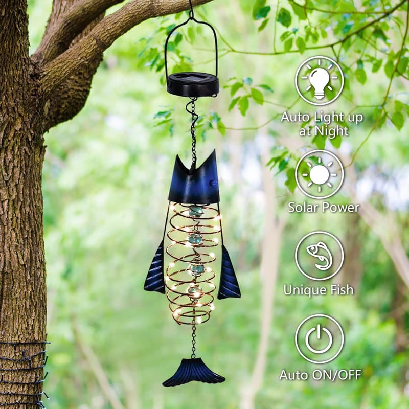 Solar Metal Fish Lantern - Outdoor Garden Decor & Gift