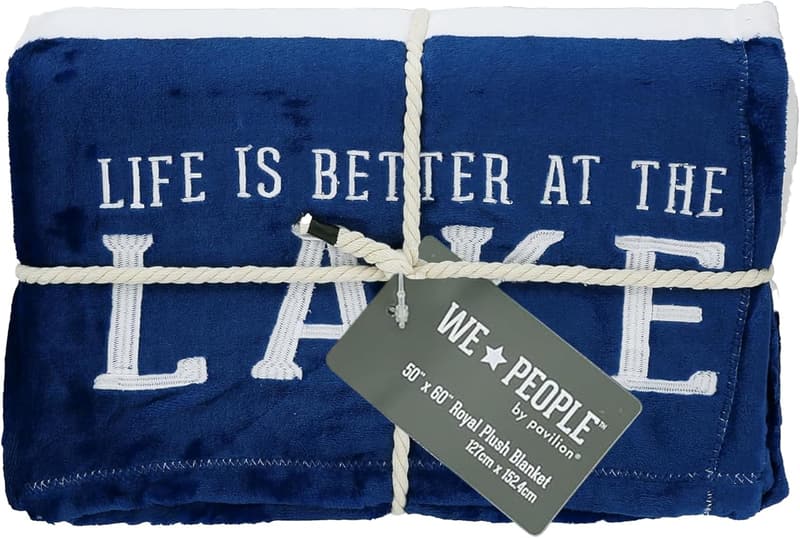 Life is Better at The Lake Striped Plush Throw Blanket