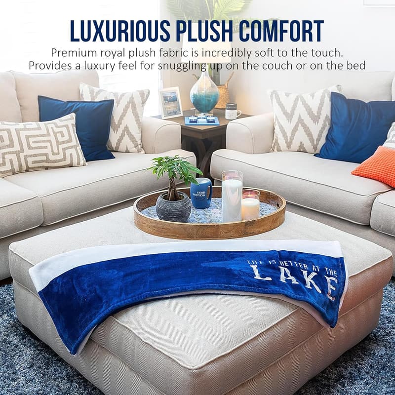 Life is Better at The Lake Striped Plush Throw Blanket