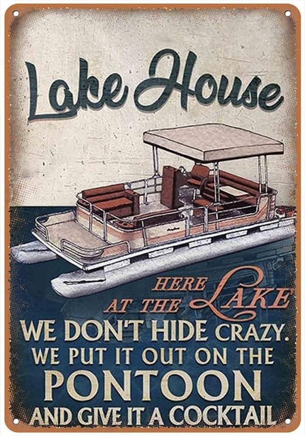 Vintage Lake House Coffee Tin Sign - 8x12 Inch Wall Art