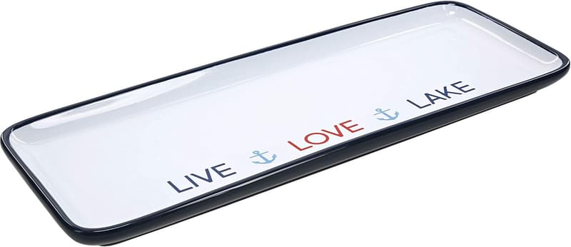 Live Love Lake Stoneware Serving Tray - 12 Inch, Blue