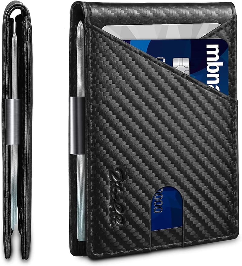 Men's RFID-Blocking Slim Leather Wallet with Money Clip