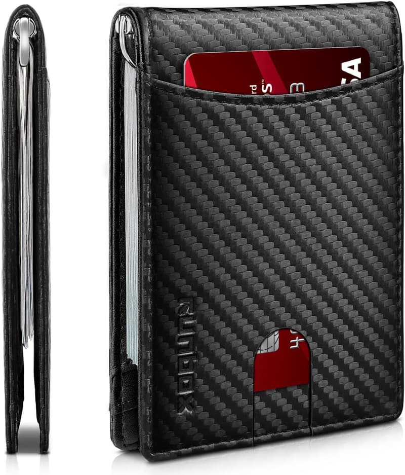 Genuine Leather RFID Bifold Wallet for Men with Money Clip