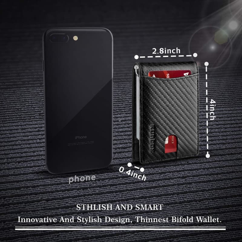 Genuine Leather RFID Bifold Wallet for Men with Money Clip