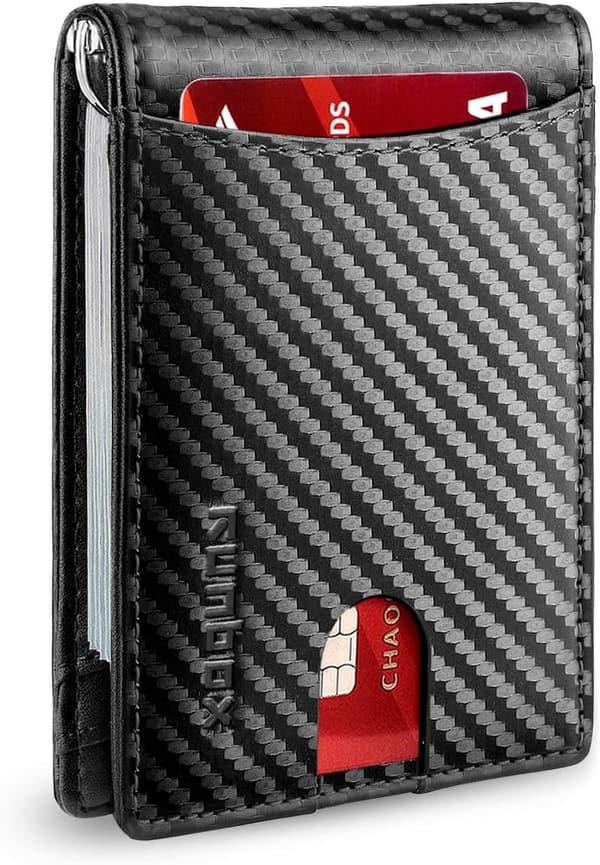 Genuine Leather RFID Bifold Wallet for Men with Money Clip