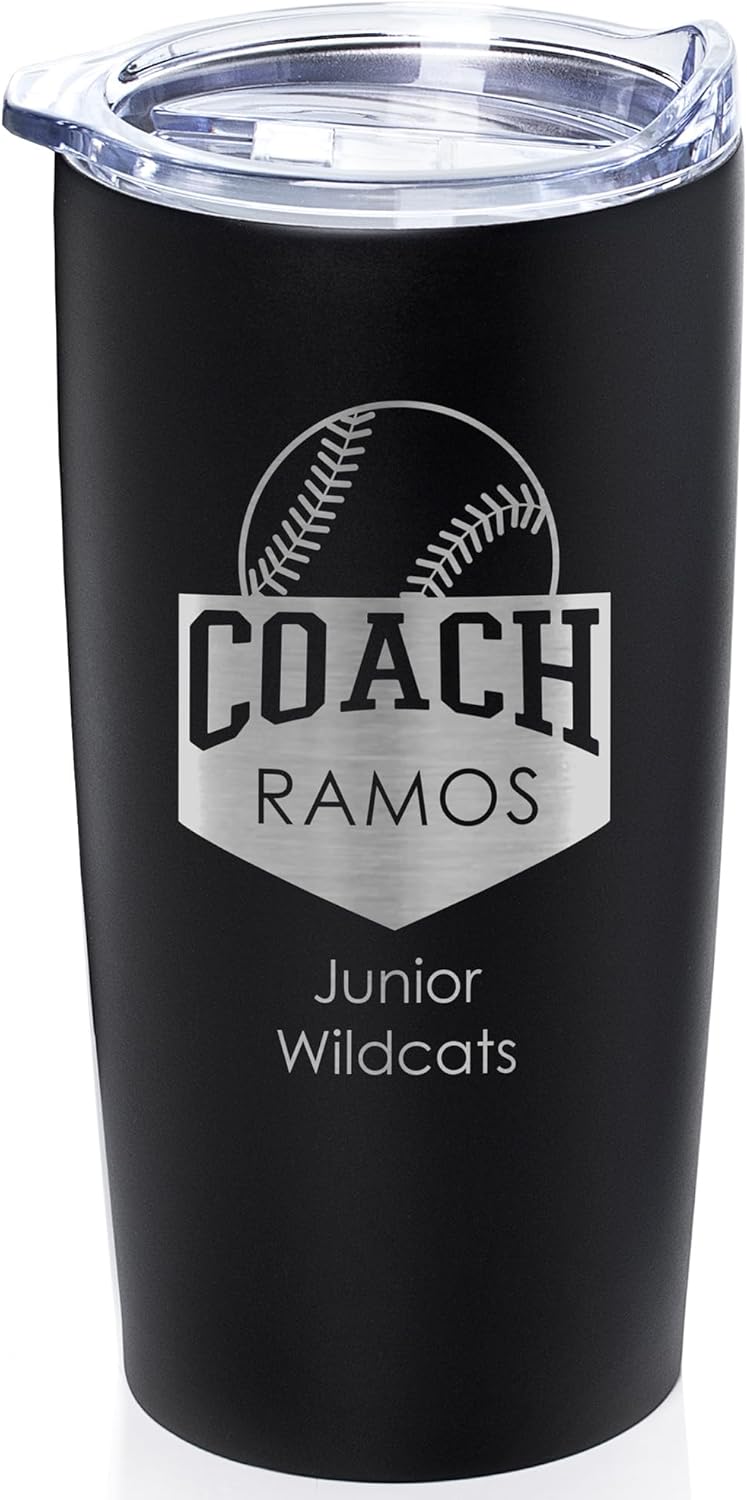 Baseball Coach Gift: Custom Tumbler (20 oz, Matte Black)