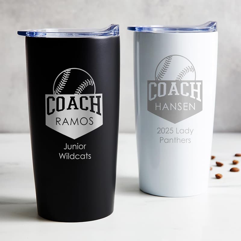 Baseball Coach Gift: Custom Tumbler (20 oz, Matte Black)