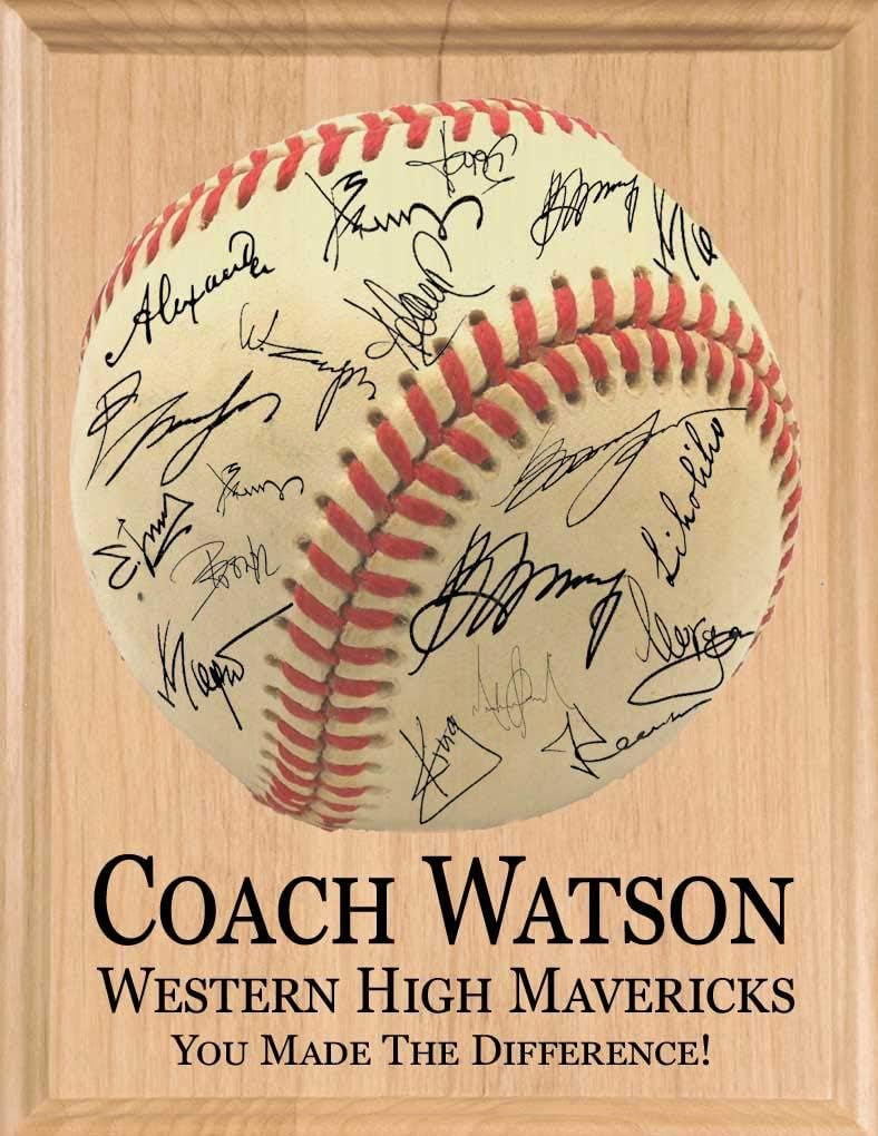 Personalized Coaches Plaque for Baseball Coach Signatures
