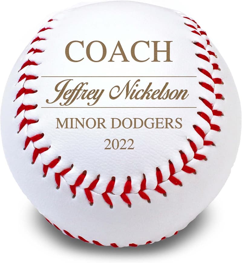 Engraved Leather Baseball Award - Personalized Team Gift