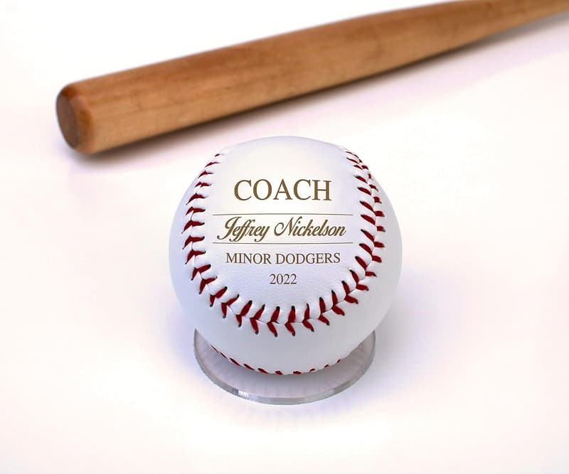 Engraved Leather Baseball Award - Personalized Team Gift