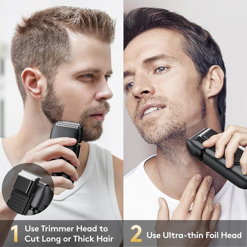 Men's Waterproof Electric Foil Shaver with Trimmer - 150 Min Runtime