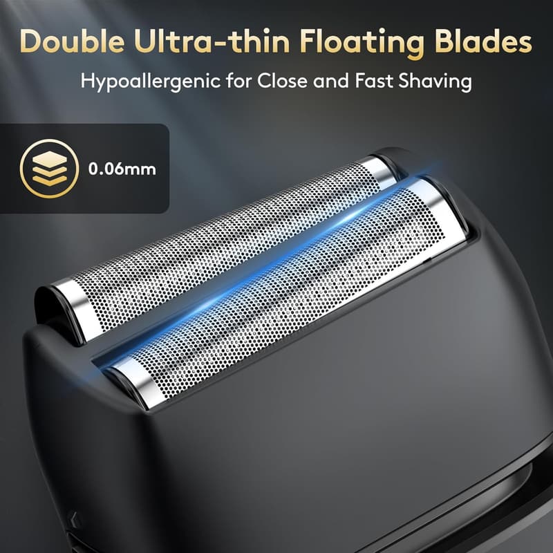 Men's Waterproof Electric Foil Shaver with Trimmer - 150 Min Runtime