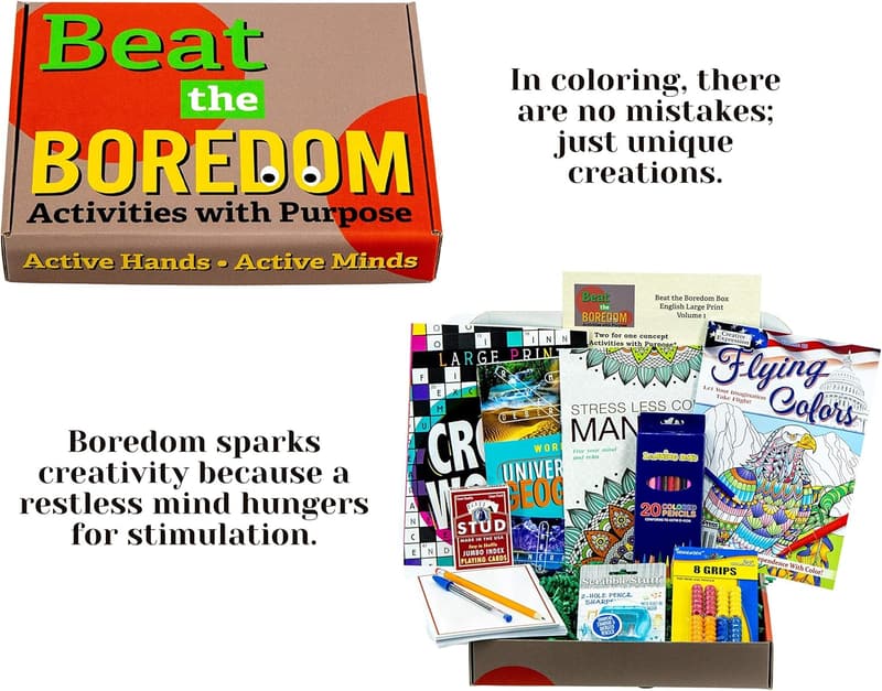 Senior Gift Basket: Large Print Crossword, Coloring Books & Cards