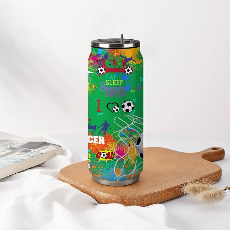 Soccer Travel Mug 17 oz - Stainless Steel Gift for Fans