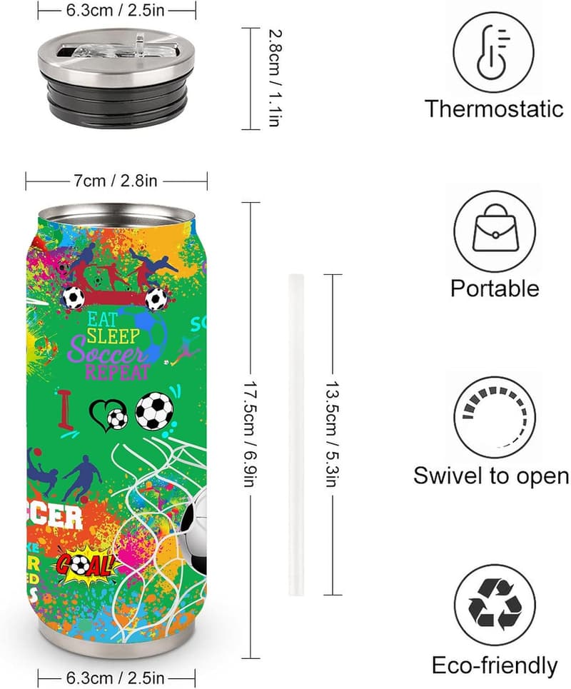 Soccer Travel Mug 17 oz - Stainless Steel Gift for Fans