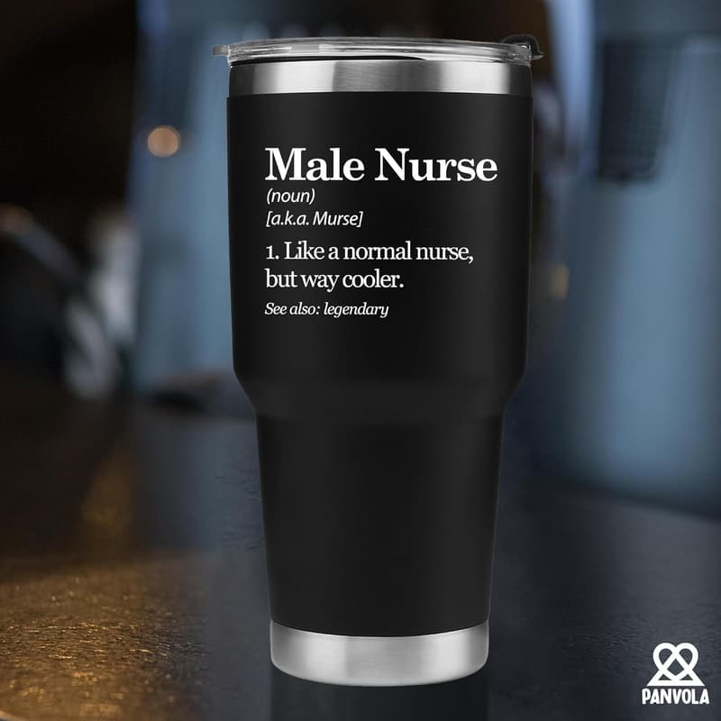 Male Nurse Tumbler - 30 oz Black Insulated Gift for Nursing Students