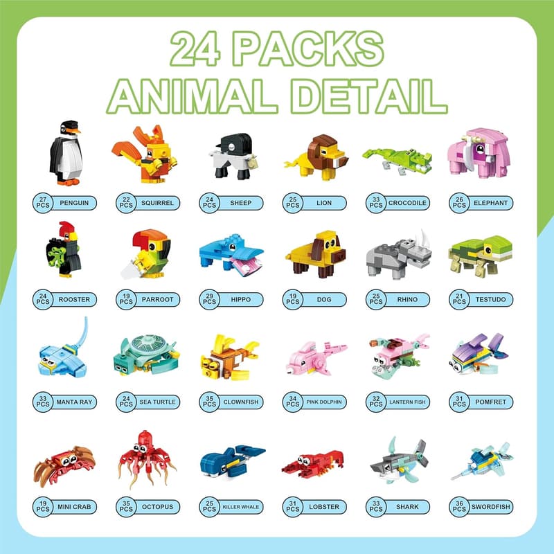 Mini Building Blocks Party Favors for Kids - 24 Pack