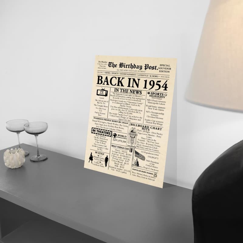 71st Birthday Newspaper Poster - Vintage 1954 Decor, Unframed