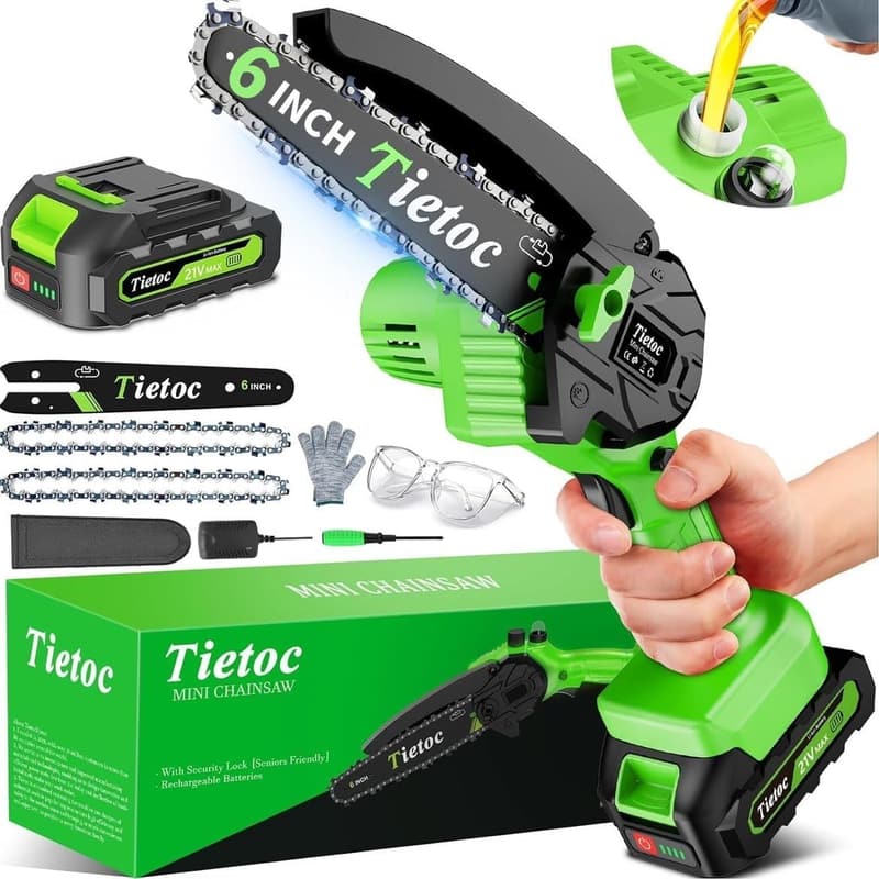 Cordless Mini Electric Chainsaw for Garden & Household Use