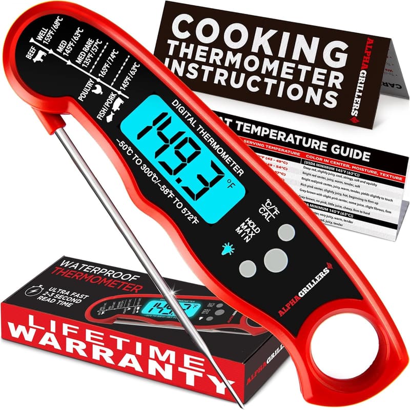 Instant Read Digital Meat Thermometer - BBQ Accessory for Dads