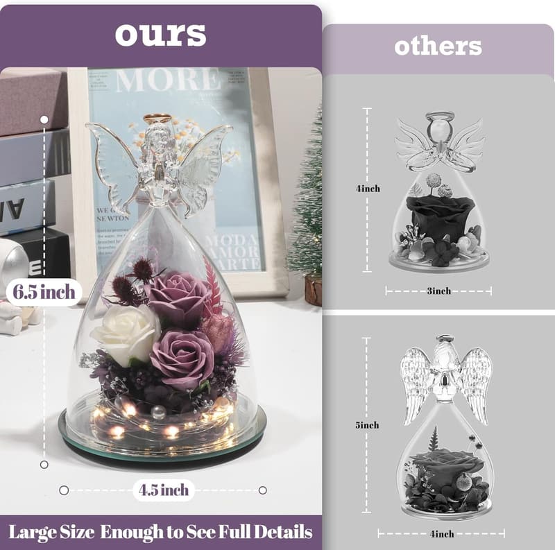 Mother's Day Rose Glass Angel Figurine Gift for Women