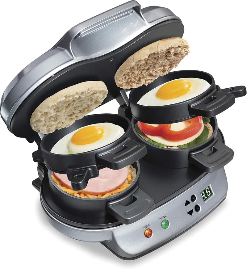 Breakfast Sandwich Maker with Timer – Hamilton Beach Silver