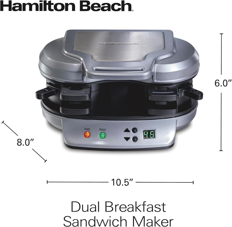 Breakfast Sandwich Maker with Timer – Hamilton Beach Silver
