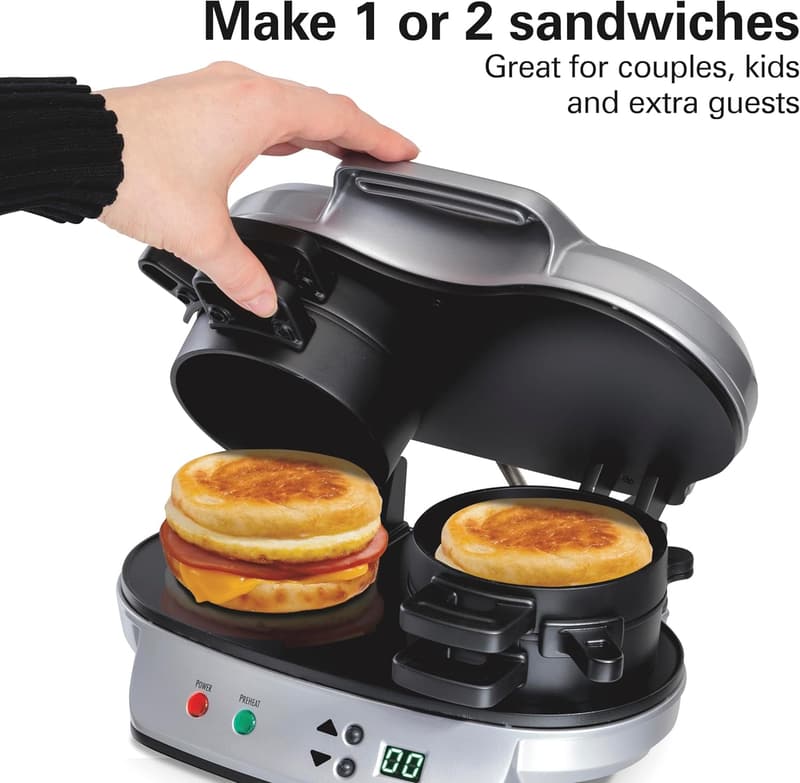 Breakfast Sandwich Maker with Timer – Hamilton Beach Silver
